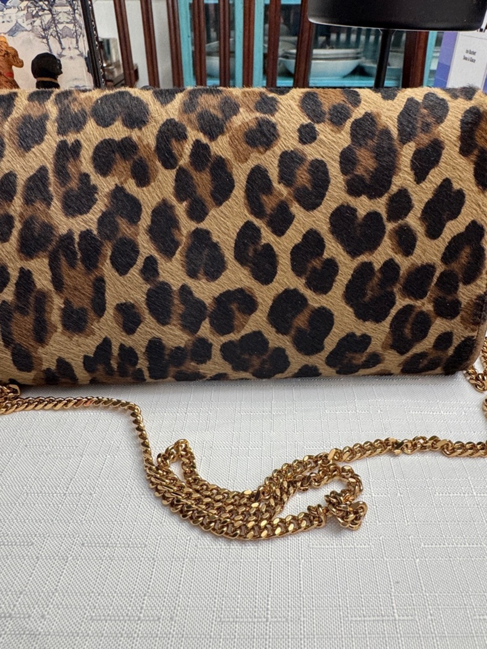 Versace Medusa '95 Leopard Wallet on  gold chain  7" L x 1" W x 4" H. - Picture 7 of 14